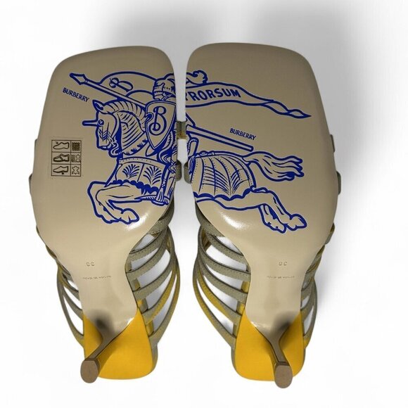 Burberry Women's Yellow Hunter Check Carmine Strap Heels Sandals Sz 38 EU NWT - Picture 15 of 16